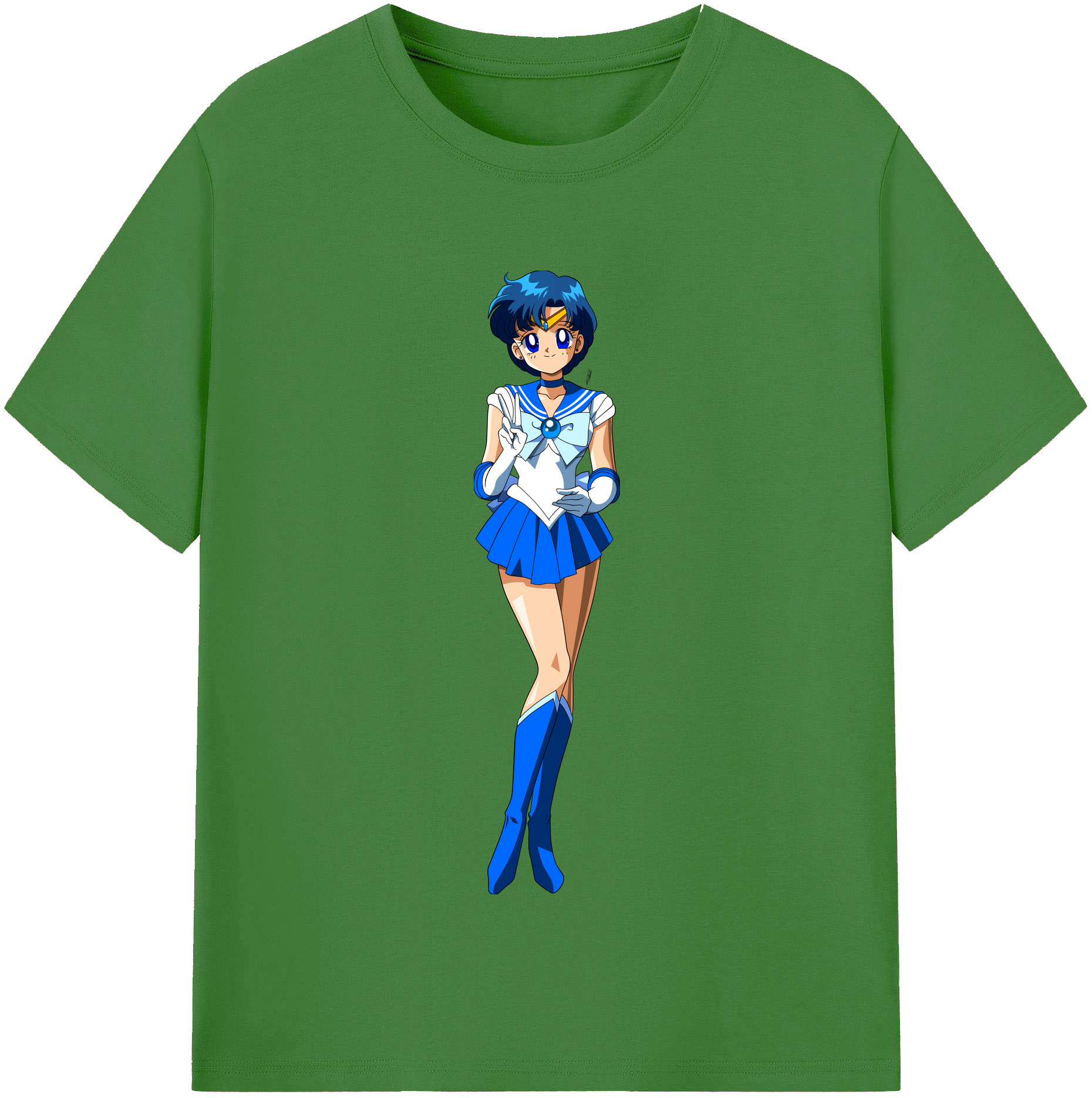 （画像用） 美少女戦士セーラームーン 水野 亜美 みずの あみ Sailor Moon Mizuno Ami レディースカジュアルプリントTシャツ（綿100％）